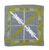 Chapman Collection; A Grey and Green Pure Silk Scarf with Geometric Crocodile Motif