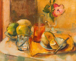 Irmin Henkel; Still Life with Jug and Melon