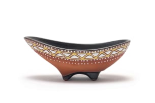 Kalahari Studio; Organic oblong bowl with Ndebele style patterns