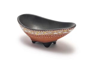 Kalahari Studio; Organic oblong bowl with Ndebele style patterns