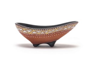 Kalahari Studio; Organic oblong bowl with Ndebele style patterns