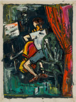 Walter Battiss; Cellist (recto); Group of Figures with Cattle (verso)