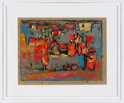 Walter Battiss; Cellist (recto); Group of Figures with Cattle (verso)