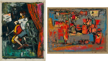 Walter Battiss; Cellist (recto); Group of Figures with Cattle (verso)