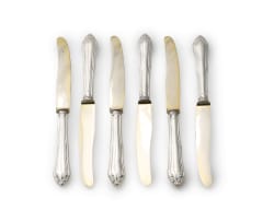 A set of six German silver dessert knives, Franz Mosgau, c.1900