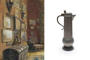 Karl Paul Themistocles von Eckenbrecher; Unten Atelier, Halensee, Kurfurstendamm 136 (Downstairs Studio, Halensee, Kurfurstendamm 136); Pewter Flagon, two