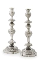 A pair of Edward VII silver candlesticks, Moses Salkind & Co, London, 1902