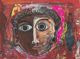 Geoffrey Mukasa; Untitled (Single Face in Red)