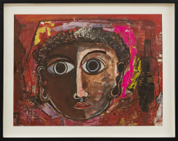 Geoffrey Mukasa; Untitled (Single Face in Red)