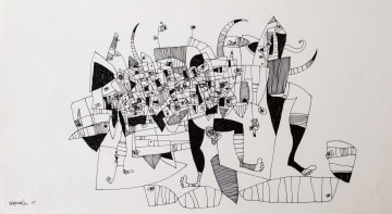 Donald Wasswa; Untitled (Abstract Figures)