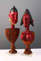 Bambara female and male marionettes, West Africa, mid/late 20th century, two
