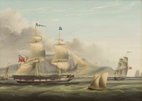 Attributed to William John Huggins; The Snow Brig Arethusa off Cape Town