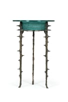 Danny Lane; Bronze and frosted glass occasional table, England