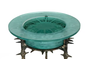 Danny Lane; Bronze and frosted glass occasional table, England