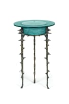 Danny Lane; Bronze and frosted glass occasional table, England