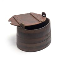 Large Cape teak and metal-bound balie with cover, South Africa, 19th century