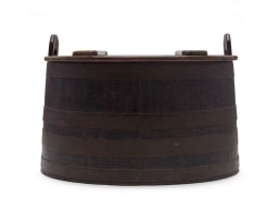 Large Cape teak and metal-bound balie with cover, South Africa, 19th century