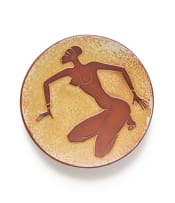Kalahari Studio; Plate with female figure wearing headband and bangles