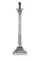 A Victorian silver Corinthian column table lamp, Walker & Hall, Sheffield, 1897