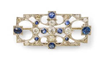 Sapphire and diamond brooch