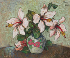 Conrad Theys; Hibiscuses in a Vase