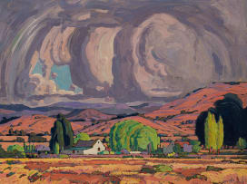 Jacob Hendrik Pierneef; Transvaal Landscape with Farmhouse