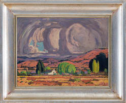 Jacob Hendrik Pierneef; Transvaal Landscape with Farmhouse