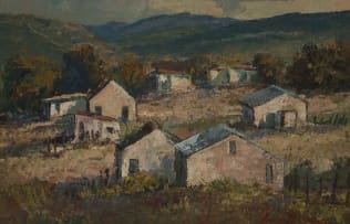 Anton Benzon; Landscape with Cottages