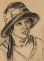 Maggie Laubser; Portrait of a Woman with Hat