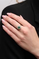 Emerald and diamond cluster ring