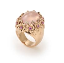 Rose quartz and sapphire dress ring