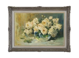 Dino Paravano; Vase of White Roses