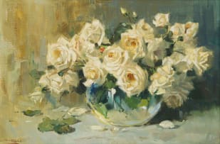 Dino Paravano; Vase of White Roses