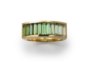 Green tourmaline ombre ring