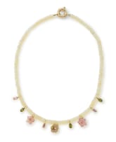 Opal and tourmaline flower necklace