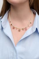 Opal and tourmaline flower necklace