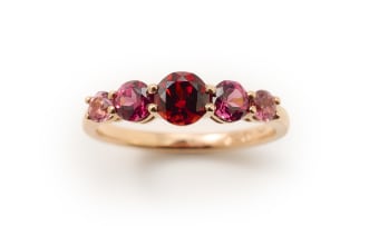 Celebrity garnet and tourmaline ring