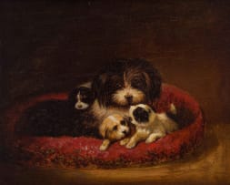 Henriëtte Ronner-Knip; Mother Dog with Three Puppies