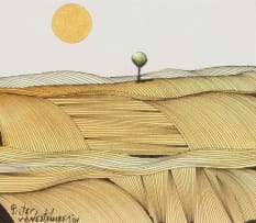 Pieter van der Westhuizen; Landscape with Tree and Golden Sun