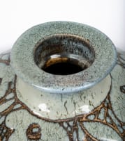 Anton Bosch; Square floor jar with flower and butterfly motifs