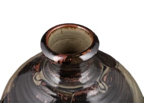 Andrew Walford; Green vase with brown decoration