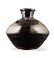 Andrew Walford; Green vase with brown decoration