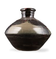 Andrew Walford; Green vase with brown decoration