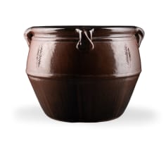 Digby Hoets; Urn shaped pot with incised leaf motifs and four lugs