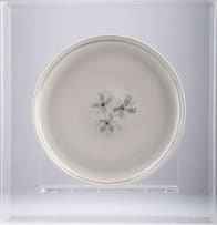 Esias Bosch; White platter with blue flower motif