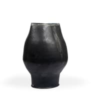 Anton Bosch; Black vase with off-white leaf motif