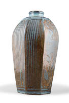 Anton Bosch; Faceted vase with guinea fowl