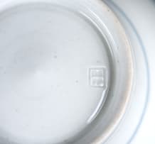 David Schlapobersky and Felicity Potter; White bowl with blue fish and red spots