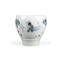 David Schlapobersky and Felicity Potter; White bowl with blue fish and red spots