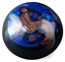 David Schlapobersky and Felicity Potter; Set of blue lidded vessels with floral motifs, three